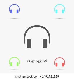 headphones vector icon. headphones and listen to the music icon. headphones for watching video icon. headphones for robots.10 eps , Lorem ipsum Flat design