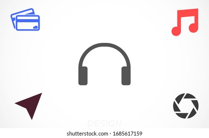 headphones vector icon. headphones and listen to the music icon. headphones for watching video icon. headphones for robots.10 eps