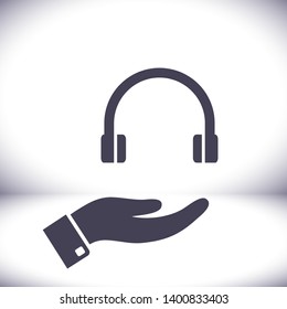 Headphones  vector icon , lorem ipsum Flat design
