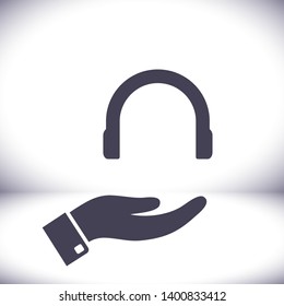 Headphones  vector icon , lorem ipsum Flat design