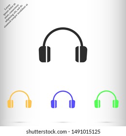 headphones  vector icon , Lorem ipsum flat design