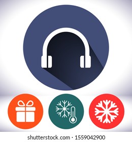 Headphones vector icon , lorem ipsum Flat design