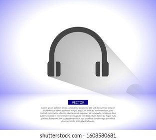 Headphones vector icon , lorem ipsum Flat design