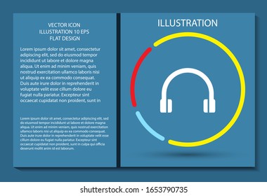 Headphones vector icon , lorem ipsum Flat design