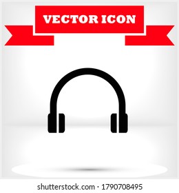 Headphones vector icon , lorem ipsum Flat design