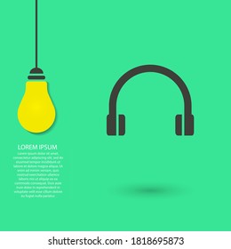 Headphones vector icon , lorem ipsum Flat design