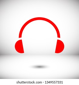 Headphones vector icon on background. Web design icon. Headphones icon minimalist design. Headphones for music 
