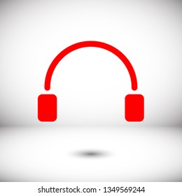 Headphones vector icon on background. Web design icon. Headphones icon minimalist design. Headphones for music 