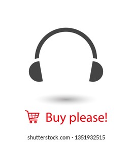 Headphones vector icon on background. Web design icon. Headphones icon minimalist design. Headphones for music 