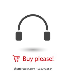 Headphones vector icon on background. Web design icon. Headphones icon minimalist design. Headphones for music 