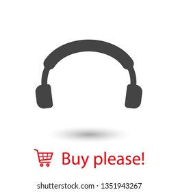 Headphones vector icon on background. Web design icon. Headphones icon minimalist design. Headphones for music 