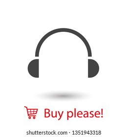 Headphones vector icon on background. Web design icon. Headphones icon minimalist design. Headphones for music 