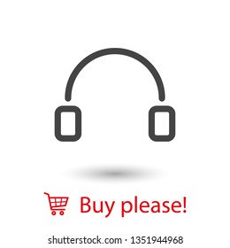 Headphones vector icon on background. Web design icon. Headphones icon minimalist design. Headphones for music 