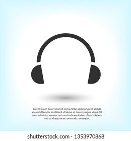 Headphones vector icon on background. Web design icon. Headphones icon minimalist design. Headphones for music 