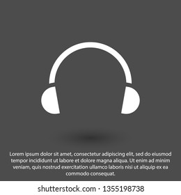Headphones vector icon on background. Web design icon. Headphones icon minimalist design. Headphones for music 