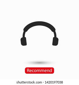 Headphones vector icon on background. Web design icon. Headphones icon minimalist design. Headphones for music 
