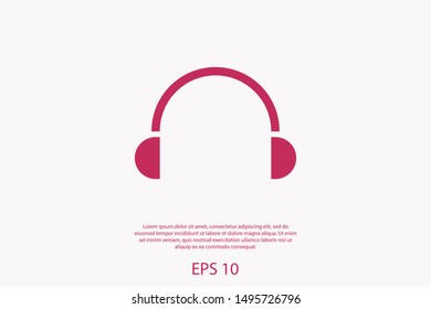Headphones vector icon on background. Web design icon. Headphones icon minimalist design. Headphones for music