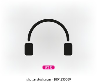 Icono vectorial de auriculares en el fondo. Icono de diseño web. Diseño minimalista de iconos de auriculares. Auriculares para música