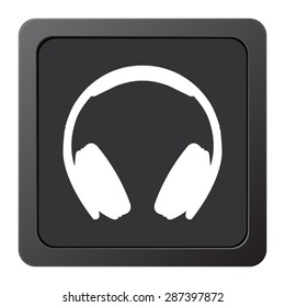 Headphones - vector icon, on a grey button