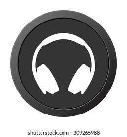 Headphones - vector icon, on a grey button