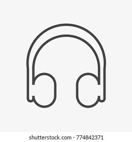 Headphones vector icon on light grey background
