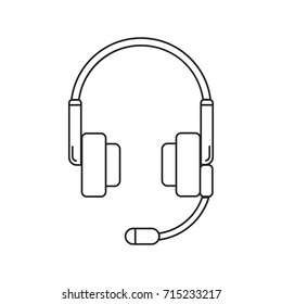 Headphones vector icon with outline icon isolated on white background. Vector illustration. EPS10.