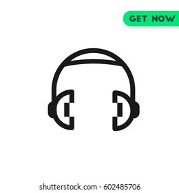 Headphones Vector Icon, The outlined symbol of headset. Simple, modern flat vector illustration for mobile app, website or desktop app  