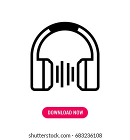 Headphones vector icon, The outlined symbol of earphones. Simple, modern flat vector illustration for mobile app, website or desktop app   