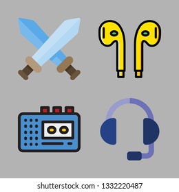 headphones vector icon set