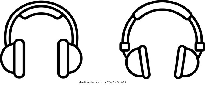 Headphones Vector Icon Set – Audio and Music Listening Icons