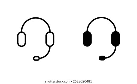 Fones de ouvido ícone vetorial definido em preto e branco cor.