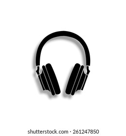 Headphones vector icon with shadow