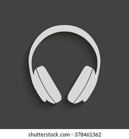 headphones vector icon with shadow