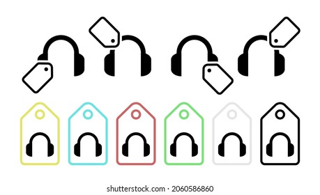 Headphones vector icon in tag set illustration for ui and ux, website or mobile application