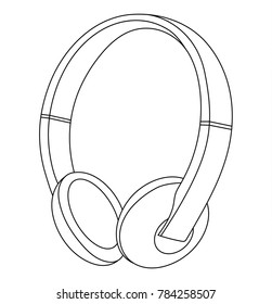 Headphones vector Illustration, Earphones, Line vector, DJ device, DJ headphones, Musical Instrument