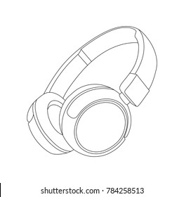 Headphones vector Illustration, Earphones, Line vector, DJ device, DJ headphones, Musical Instrument