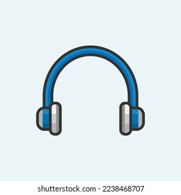 Headphones vector illustration, flat cartoon headset.