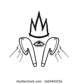 headphones vector illustration, linear crown design, icon, graphic music symbol, DJ logo