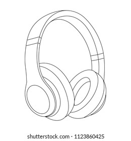 Headphones Vector Illustration, Music Concept, Line art vector, Portable earphones, Headphones icon