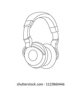 Headphones Vector Illustration, Music Concept, Line art vector, Portable earphones, Headphones icon