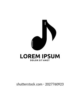 Ilustración de vectores de auriculares con diseño de logotipo de notas musicales