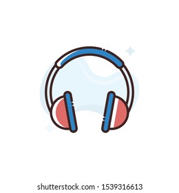 Headphones vector illustration. Outline filled Travel & Tourism icons.