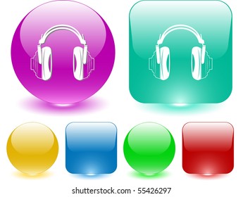 Headphones. Vector interface element.