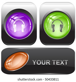 Headphones. Vector internet buttons.