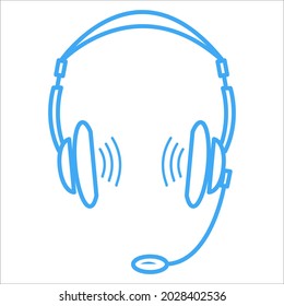 Icono aislado vectorial de auriculares. Ilustración vectorial editable de iconos de línea de soporte. Icono de auriculares planos sobre fondo aislado blanco. Signos de apoplo de moda para el centro de llamadas, el sitio web de hotlinewsite, aplicaciones y interfaz de usuario