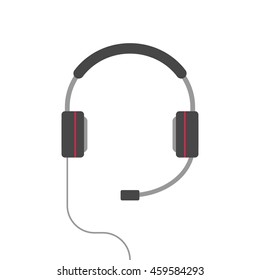 Vector de los auriculares aislado en el fondo blanco, icono plano de los auriculares de la historieta