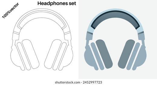 headphones vector and line art