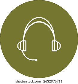 Headphones Vector Line Circle Icon Design