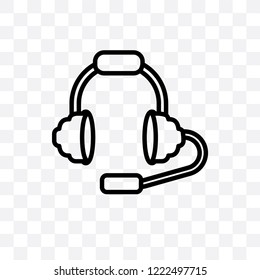Headphones vector linear icon isolated on transparent background, Headphones transparency concept can be used for web and mobile