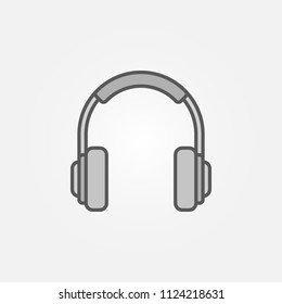 Headphones vector minimal grey icon or symbol